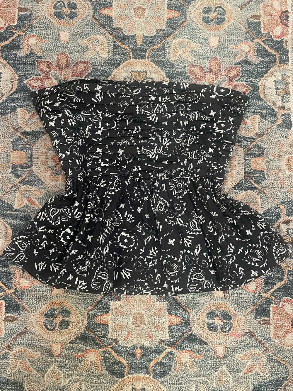Pink Lily Black Bandana Print Peplum Tube Top